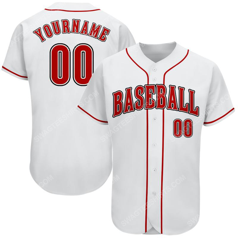 Custom team name white strip red-black full printed baseball jersey