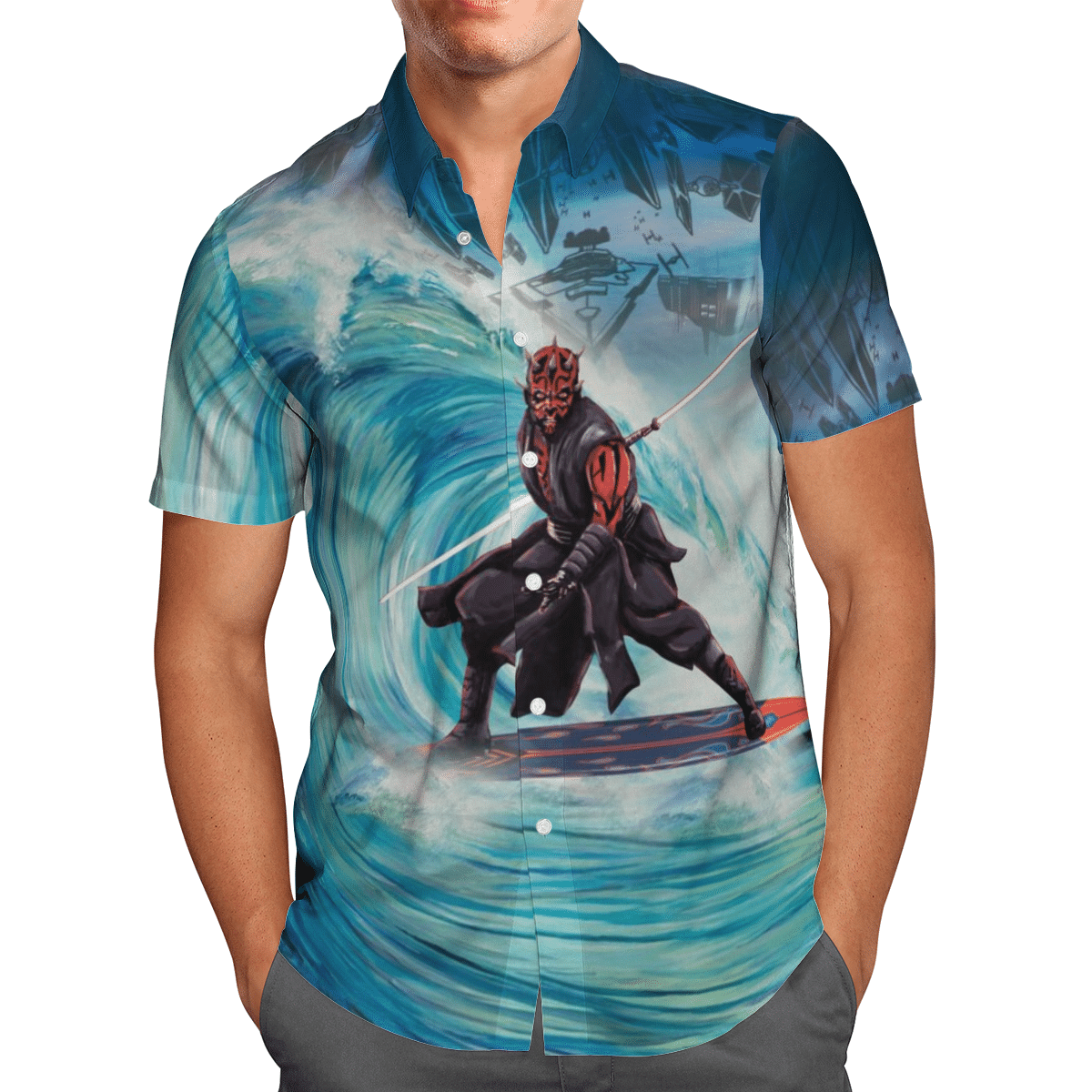 Darth Maul surfing Hawaiian shirt 3