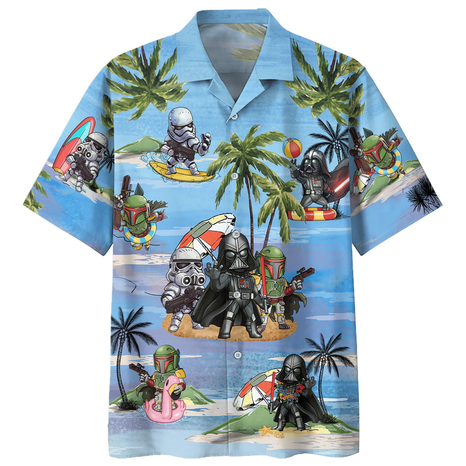 Darth Vader Boba Fett Stormtrooper summer time hawaiian shirt