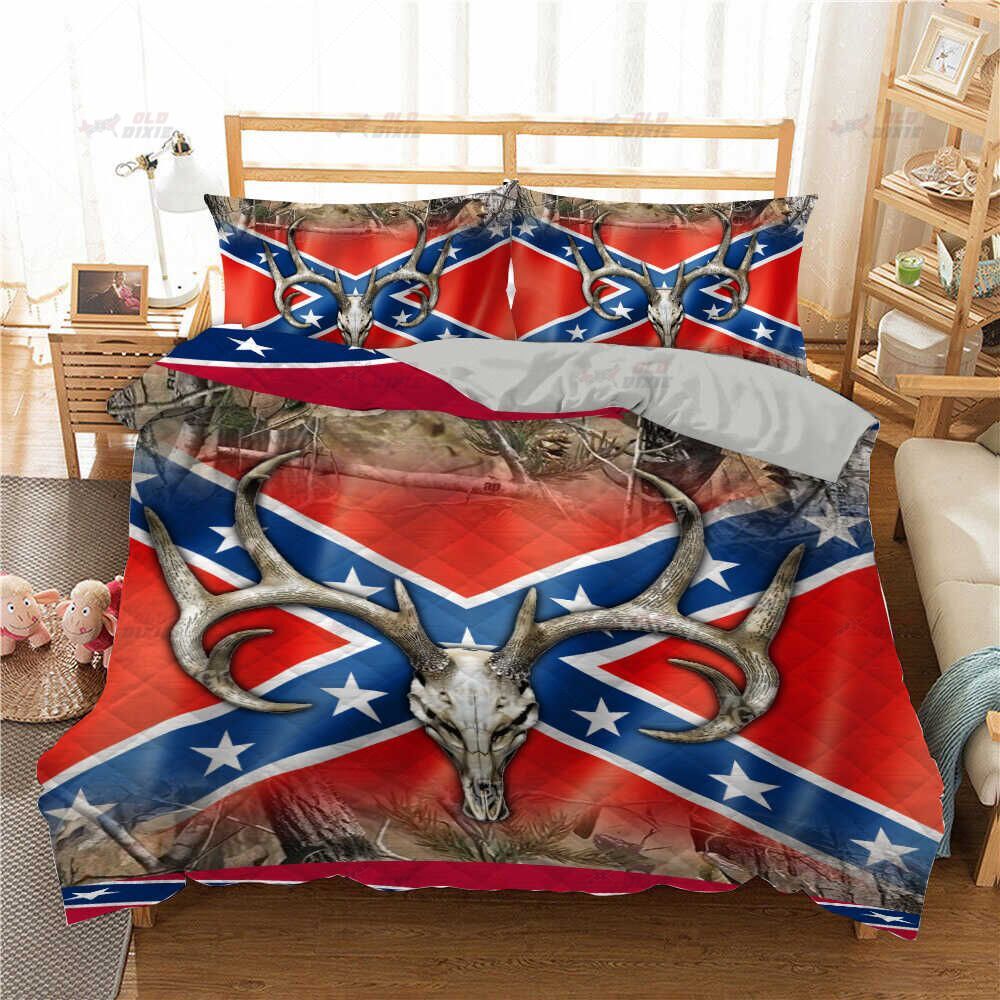 Deer hunting Conferadate Flag bedding set