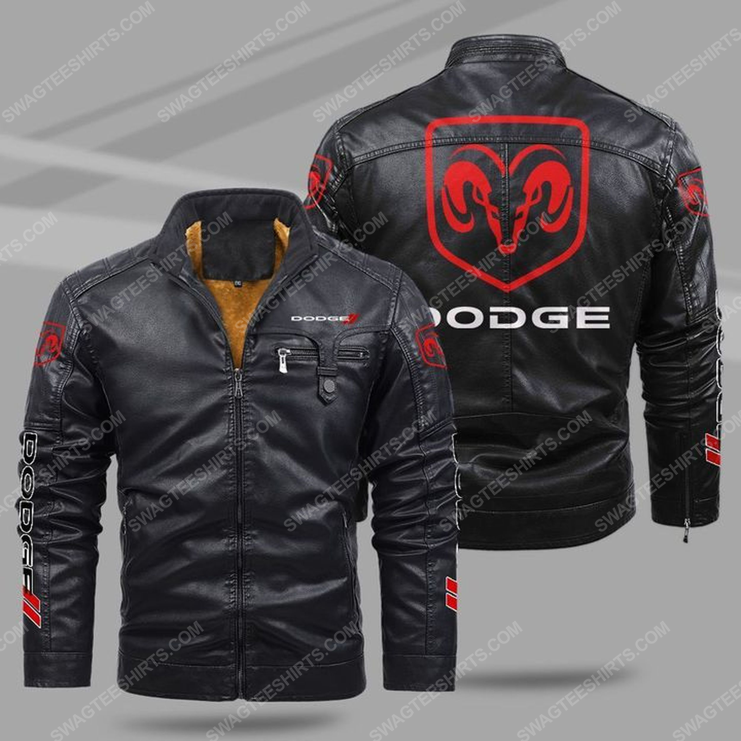 [special edition] Dodge car all over print fleece leather jacket – maria