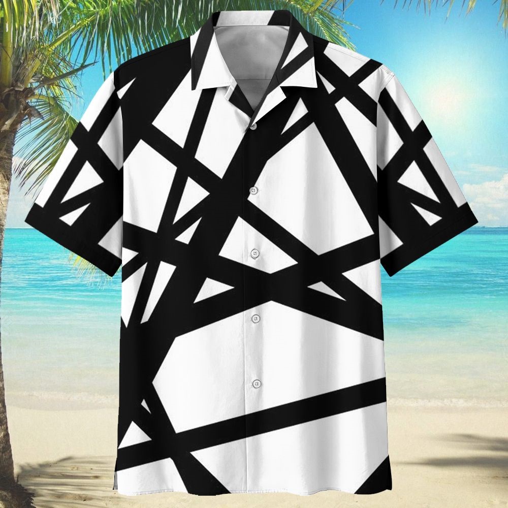 Eddie Van Halen black white hawaiian shirt - Picture 1