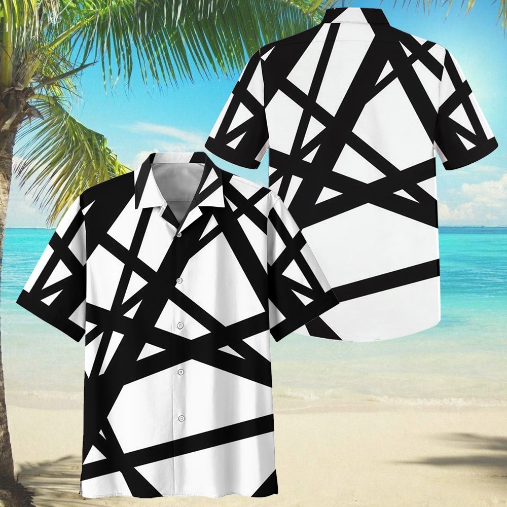 Eddie Van Halen black white hawaiian shirt