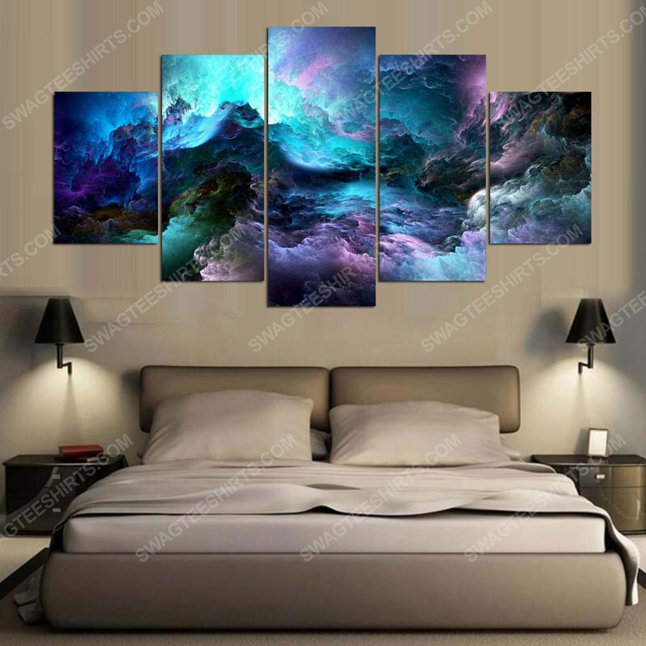 Electric clouds colorful print painting canvas wall art home decor