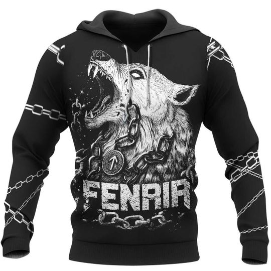 Fenrir is tied with chains viking hoodie 3d  – LIMITED EDITION
