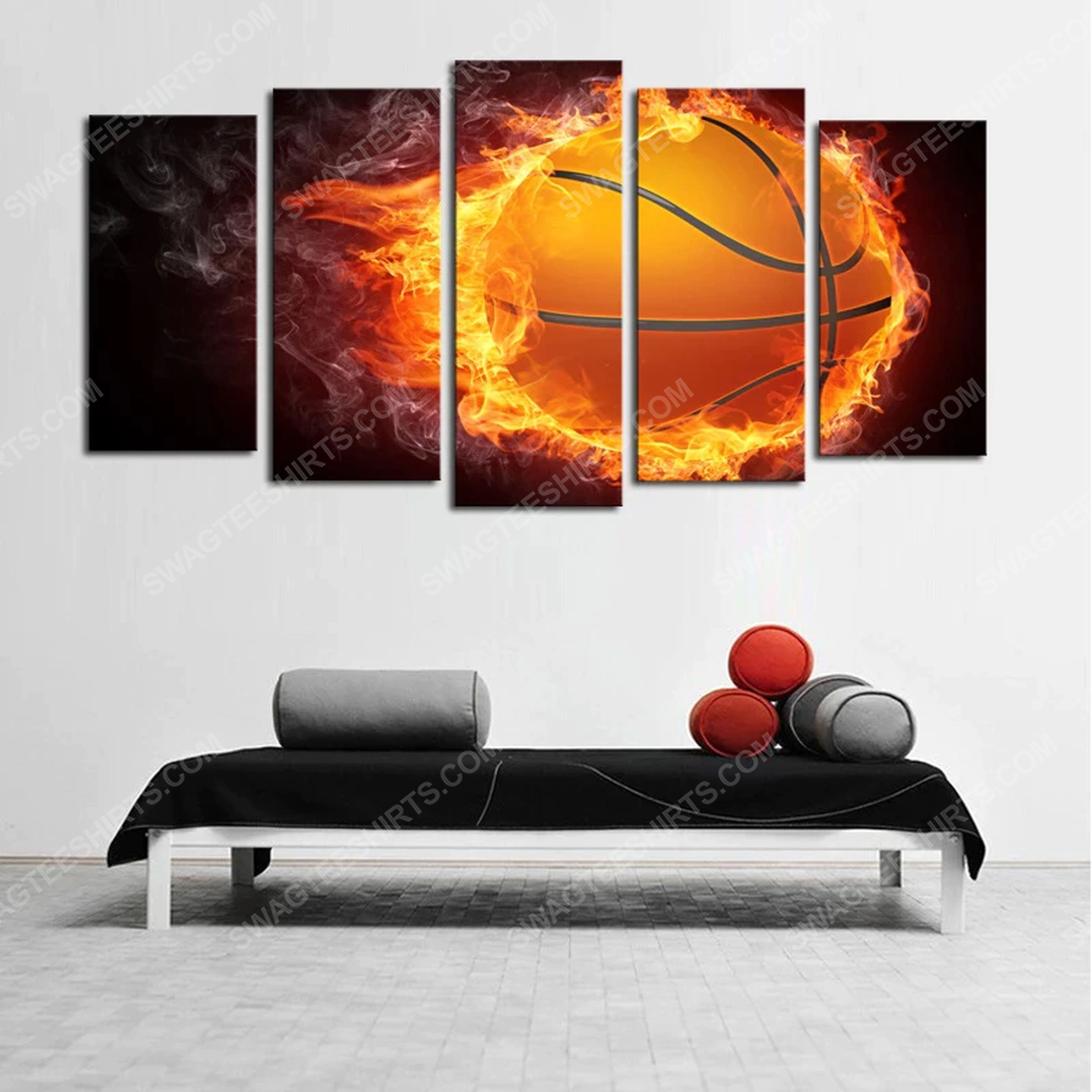 [special edition] Fire basketball theme print painting canvas wall art home decor – maria