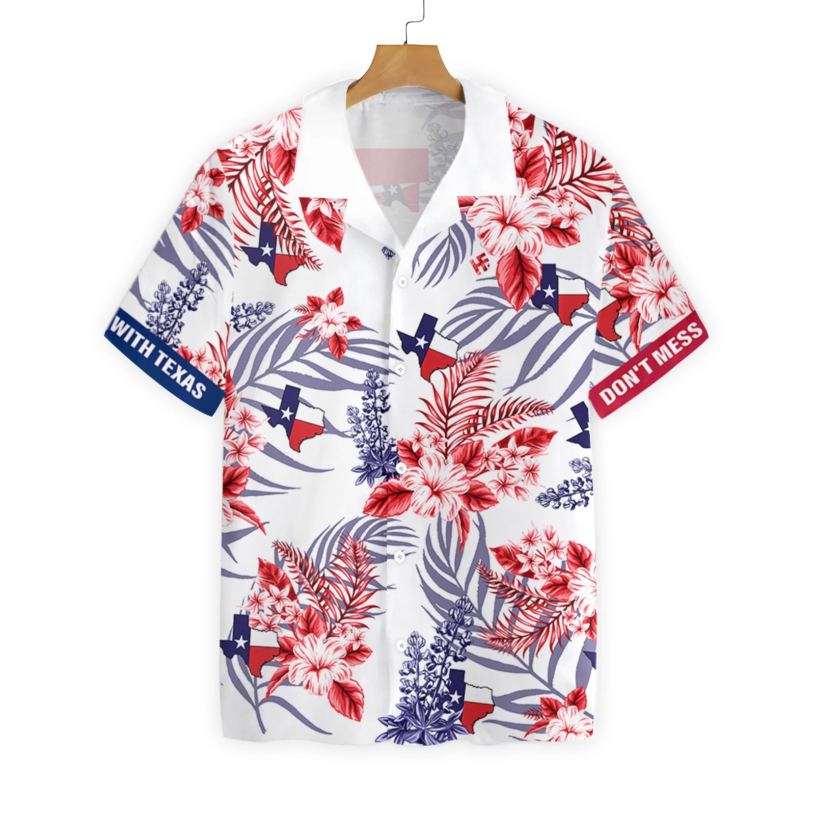 Floral Bluebonnet Don't Mess With Texas Hawaiian Shirt 1