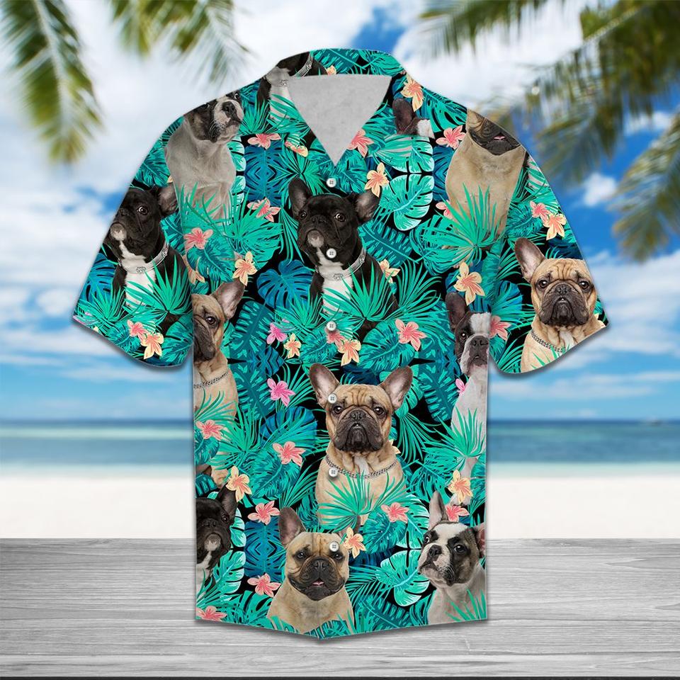 French bulldog tropical hawaiian shirt