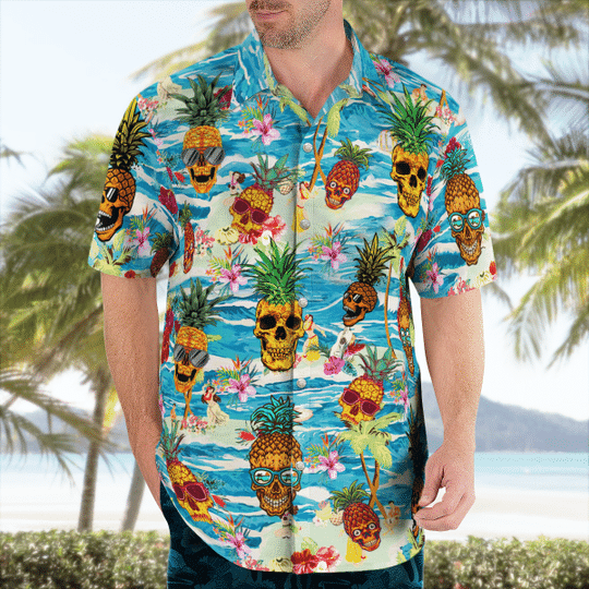 Funny Pinapple skull Hawaiian Shirt2