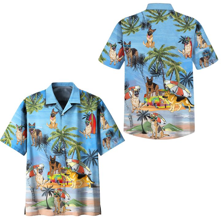 German shepherd dog summer beach hawaiian shirt