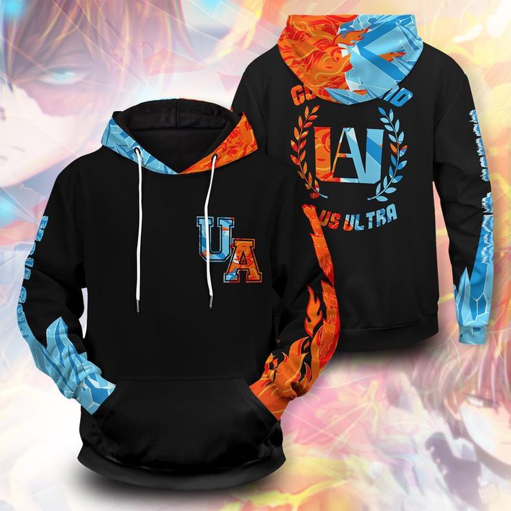 Go beyond plus ultra UA Shoto fire ice unisex pullover hoodie – Teasearch3d 200821