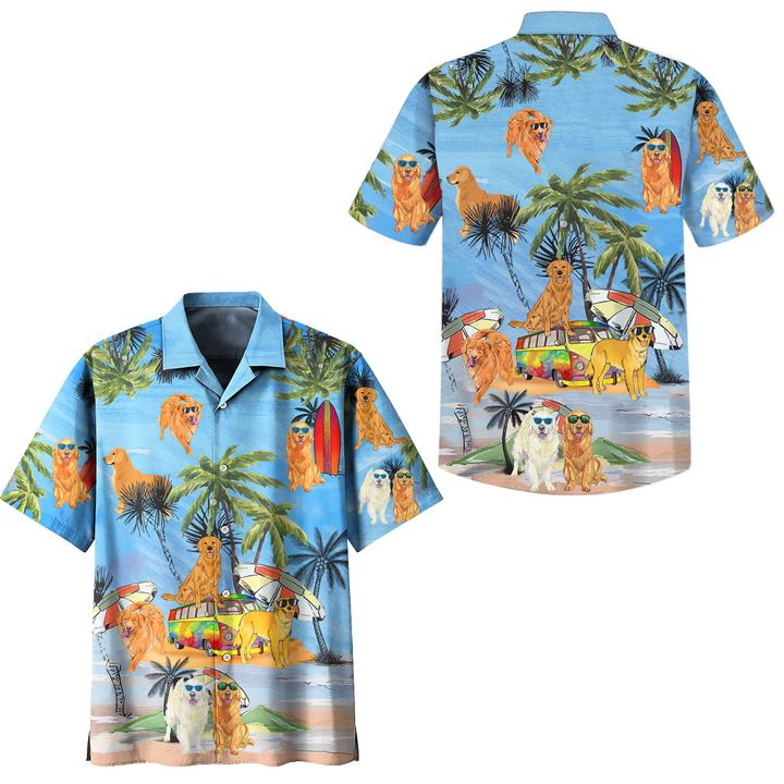 Golden retriever summer vacation hawaiian shirt – Teasearch3d 120821