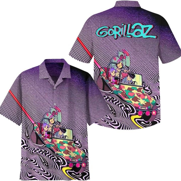 Gorillaz Psychedelia Button Up Hawaiian Shirt