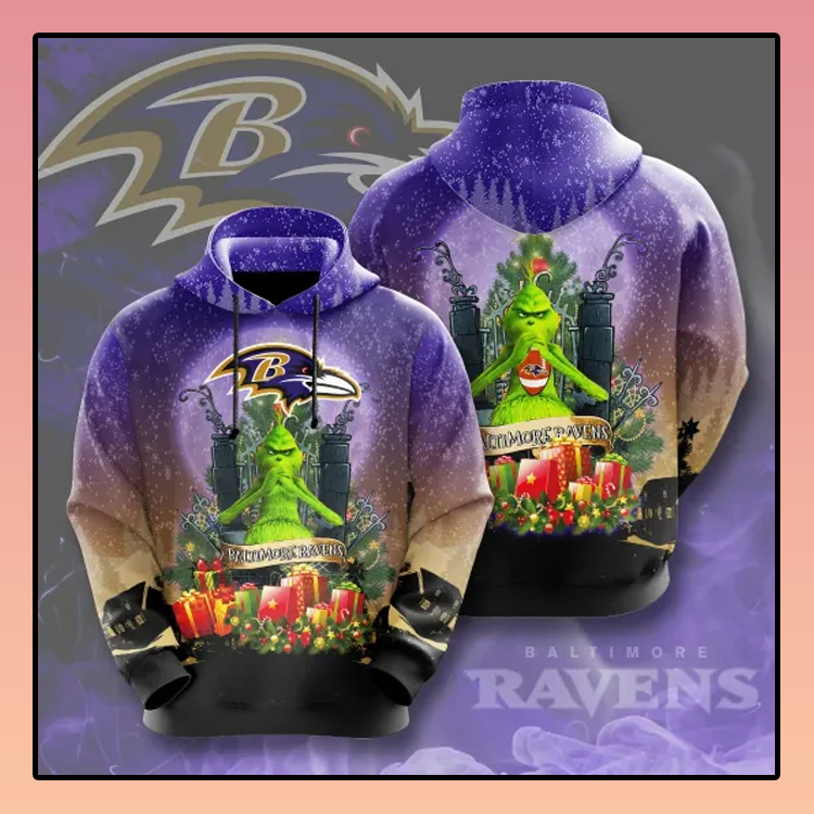 Grinch Baltimore Ravens All over print 3d hoodie3