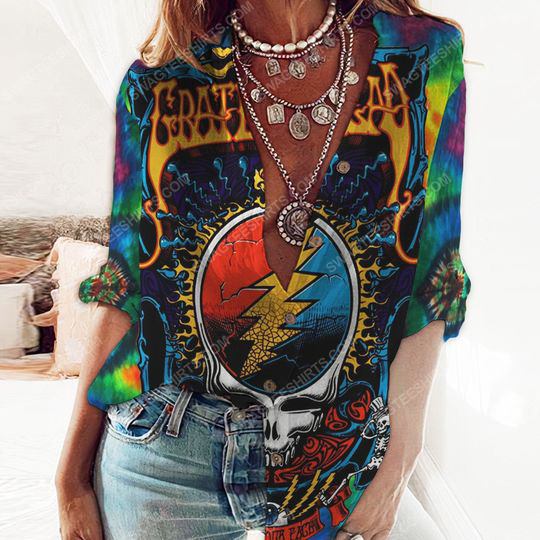 Hippie tie dye grateful dead fully printed poly cotton casual shirt 2(1)