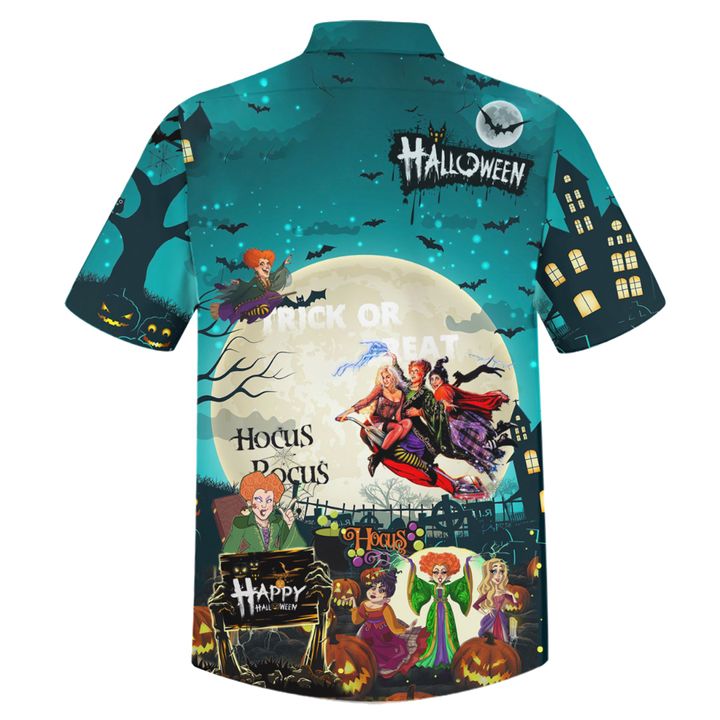 Hocus pocus halloween trick or treat hawaiian shirt 1