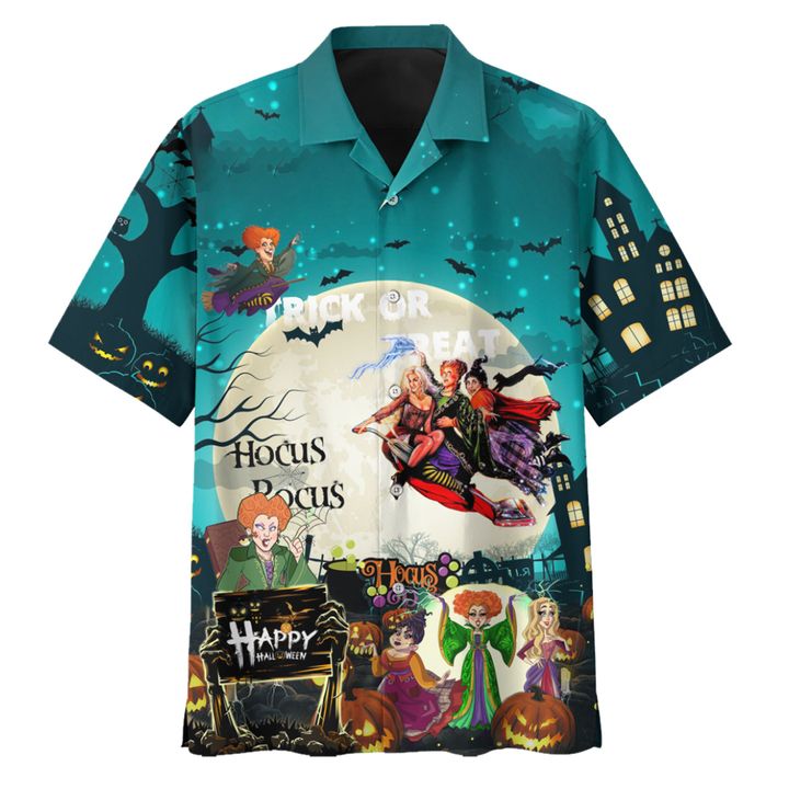 Hocus pocus halloween trick or treat hawaiian shirt 2