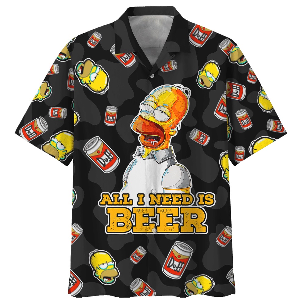 Homer Simpson with beer hawaiian shirt