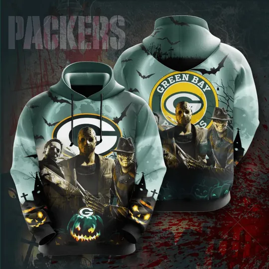 Horror Character Green Bay Packers All over print 3d hoodie