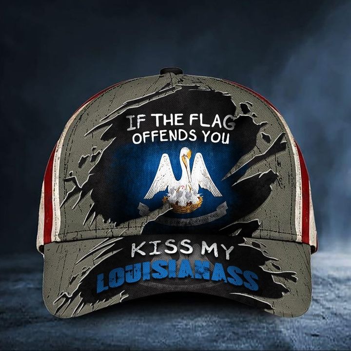 If The Flag Offends You Kiss My Louisianass Cap USA Flag Hat