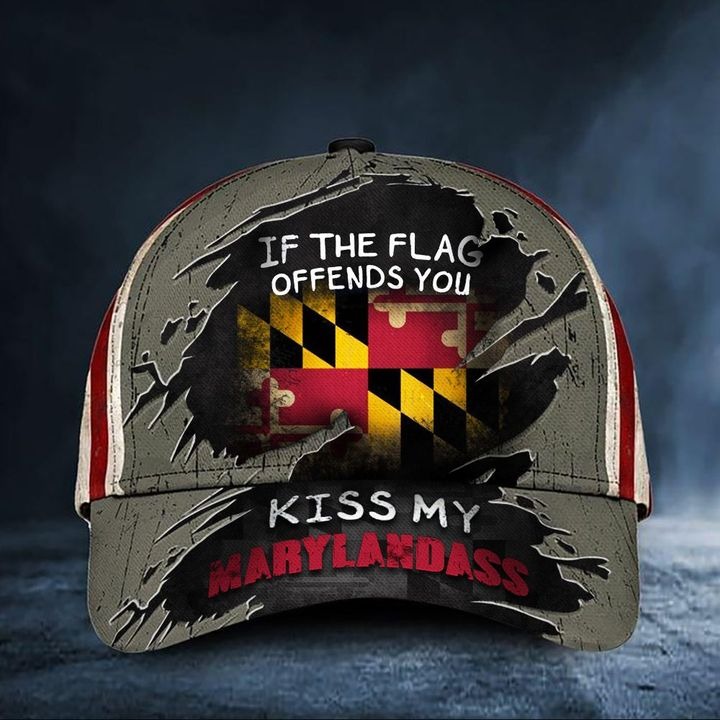 If The Flag Offends You Kiss My Marylandass Cap USA Flag Unique Hat