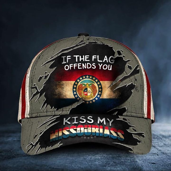 If The Flag Offends You Kiss My Missouriass Cap USA Flag Hat