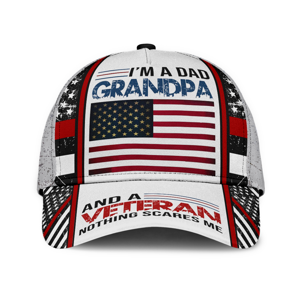 I'm a dad grandpa and a veteran nothing scares me hat cap - Picture 1