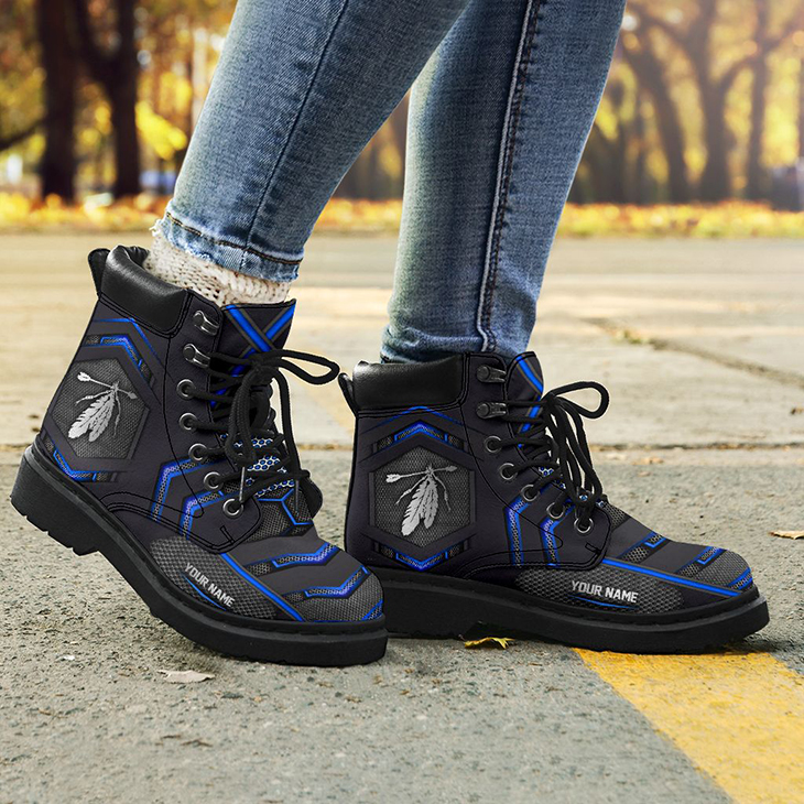 Indigenous Presonalized Printed Carbon Pattern Custom Name Boots2