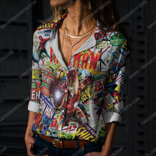 [special edition] Iron man comic fully printed poly cotton casual shirt – Maria