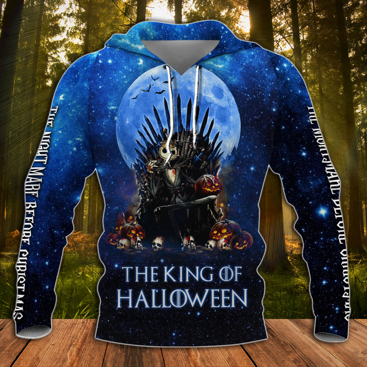 Jack Skellington The King Of Halloween 3D all over print hoodie1
