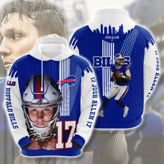 Josh Allen 17 Buffalo Bills All over print 3d hoodie