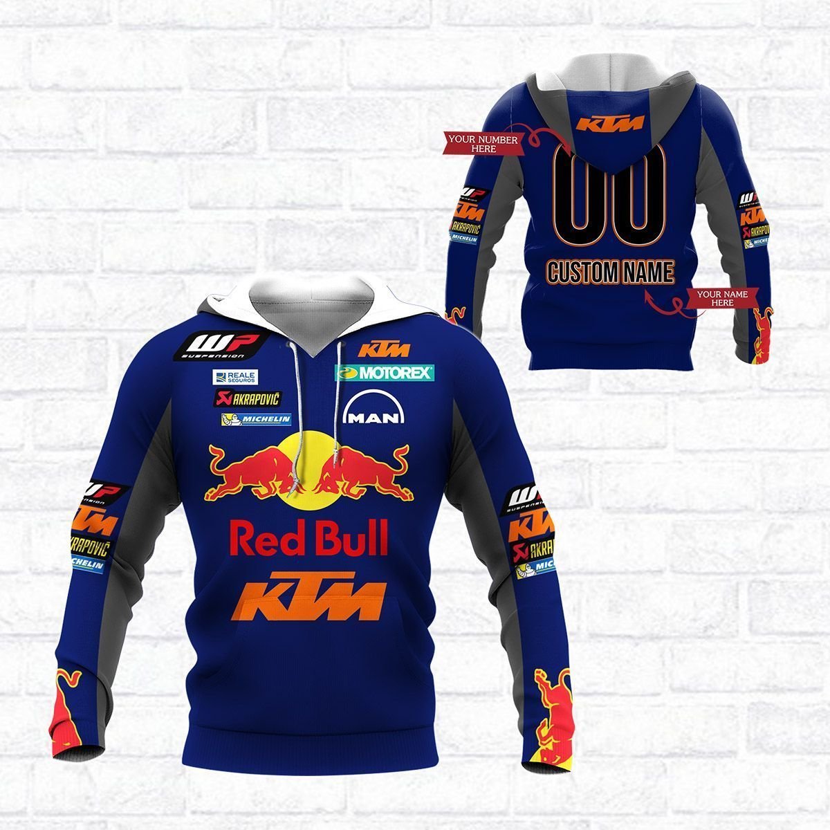 KTM Racing Red Bull 3d all over print hoodie 2