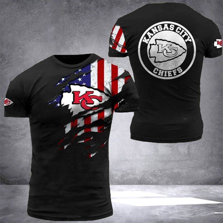 Kansas City Chiefs American Flag 3D T-Shirt 2