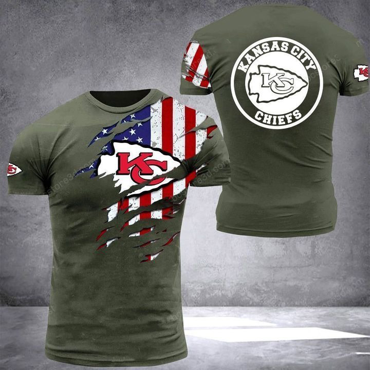 Kansas City Chiefs American Flag 3D T-Shirt