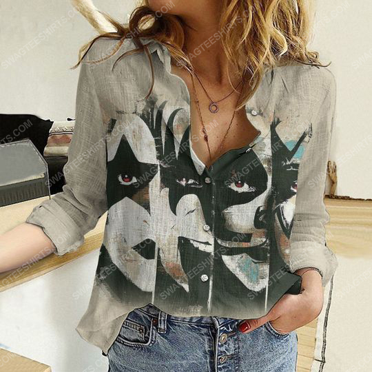 [special edition] Kiss rock band fully printed poly cotton casual shirt – Maria