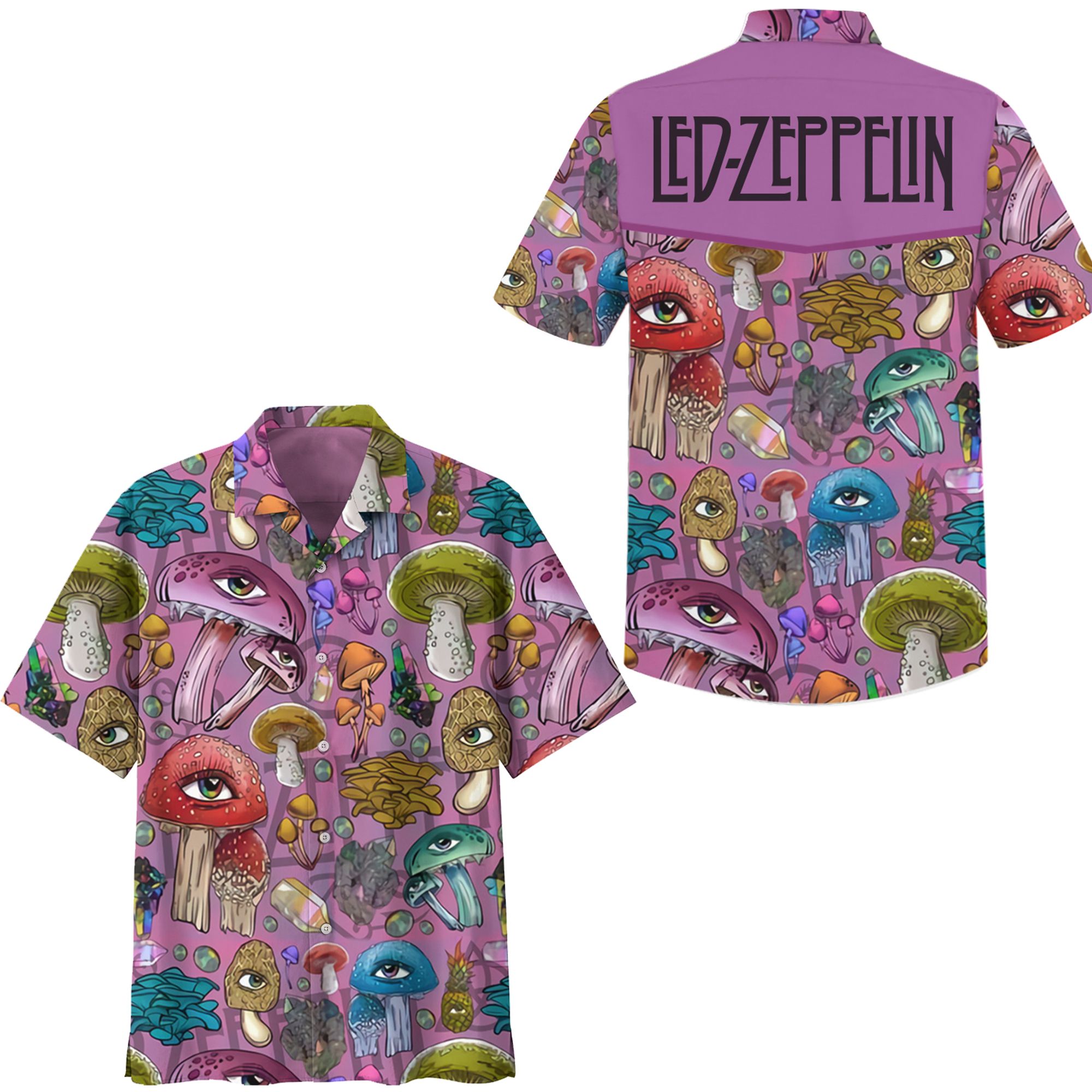 Led Zeppelin mushroom hawaiian shirt