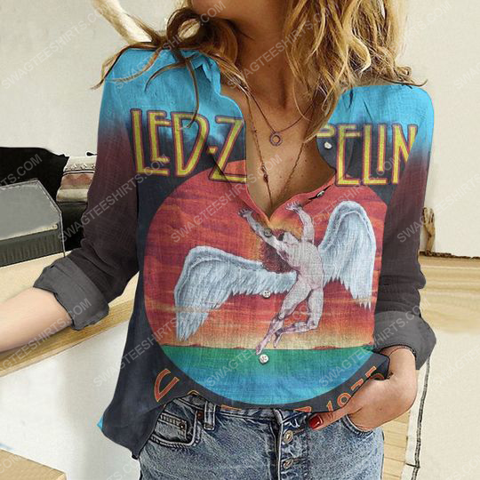 [special edition] Led zeppelin fully printed poly cotton casual shirt – Maria