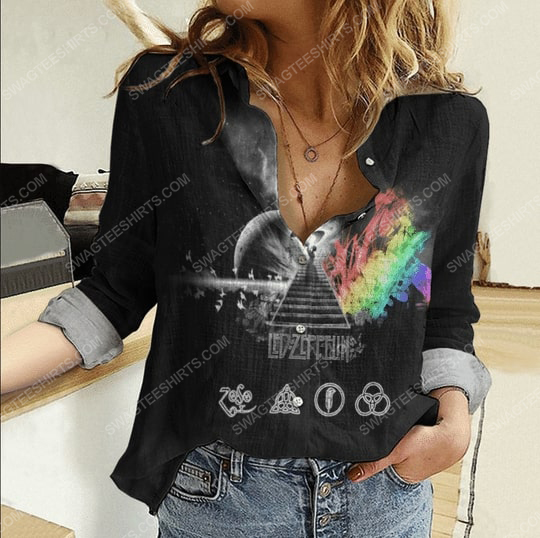 [special edition] Led zeppelin retro fully printed poly cotton casual shirt – Maria