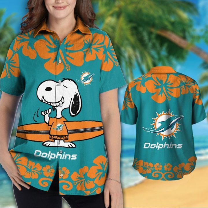 Miami Dolphin Snoopy Hawaiian Shirt Beach Short 1