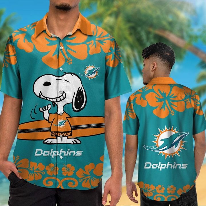 Miami Dolphin Snoopy Hawaiian Shirt Beach Short