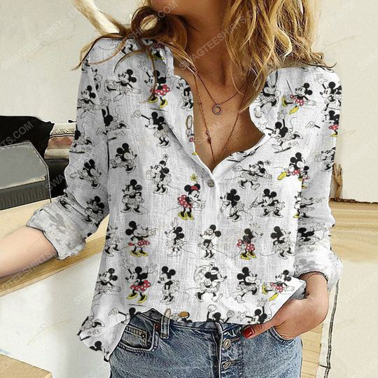 Mickey and minnie drawing fully printed poly cotton casual shirt 2(1)