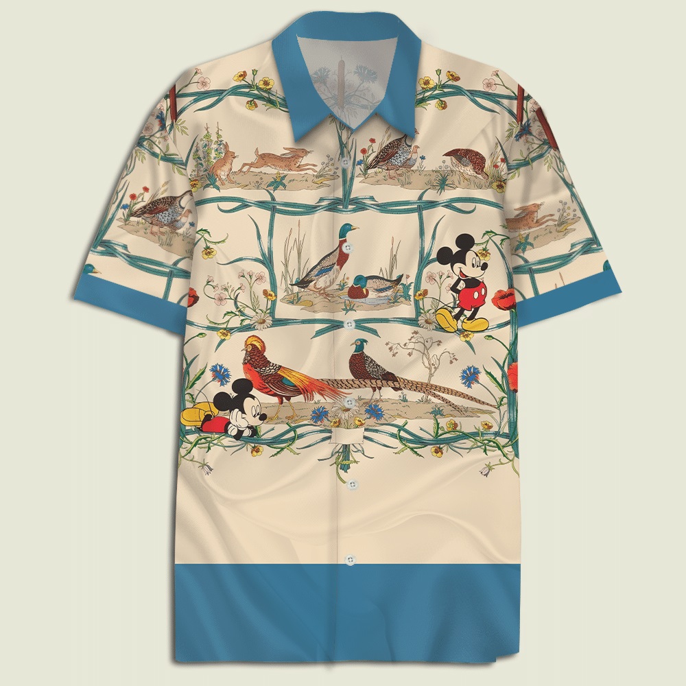 Mickey mouse with water fowls and floral hawaiian shirt - Picture 1