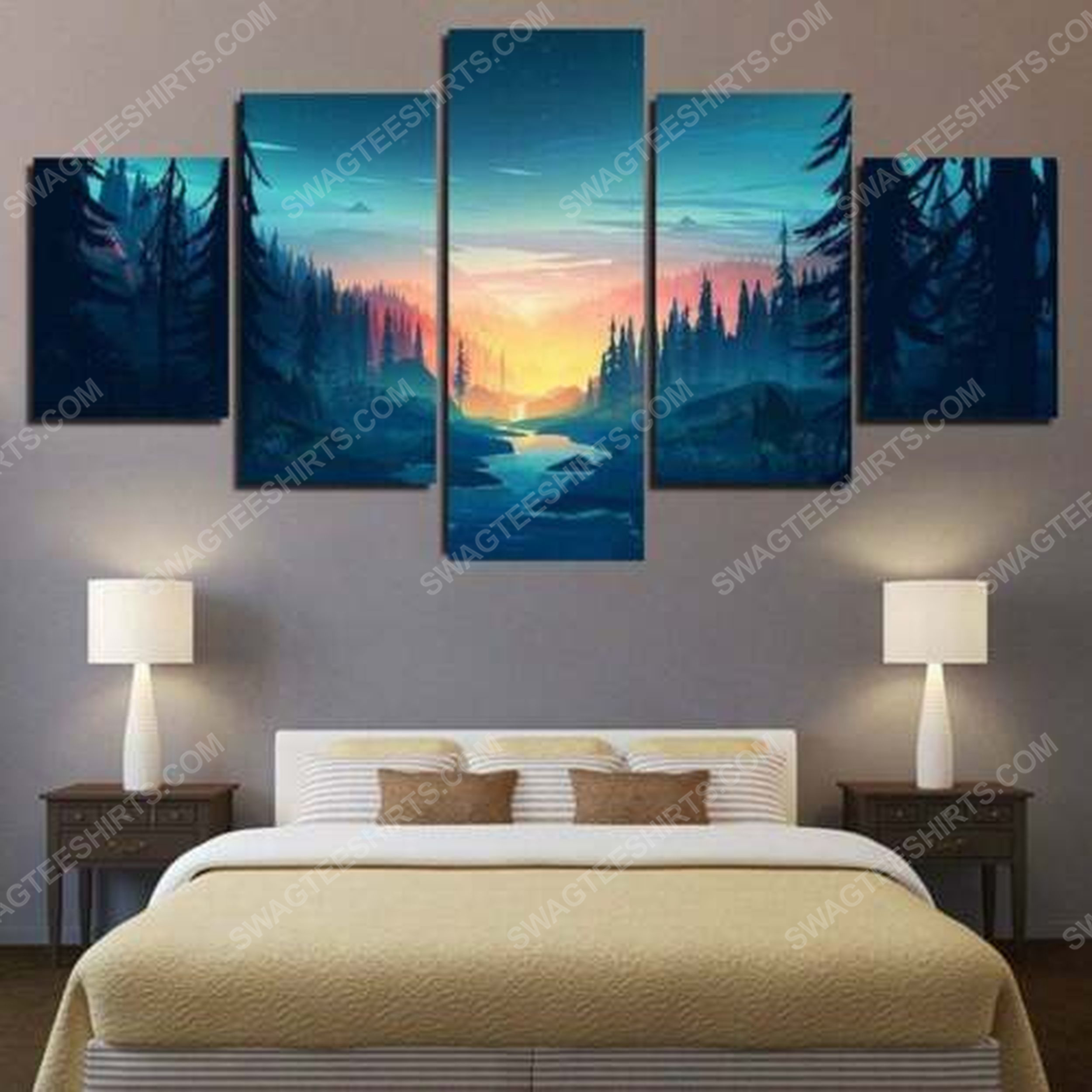 Mountain wilderness sunset bliss canvas wall art home decor
