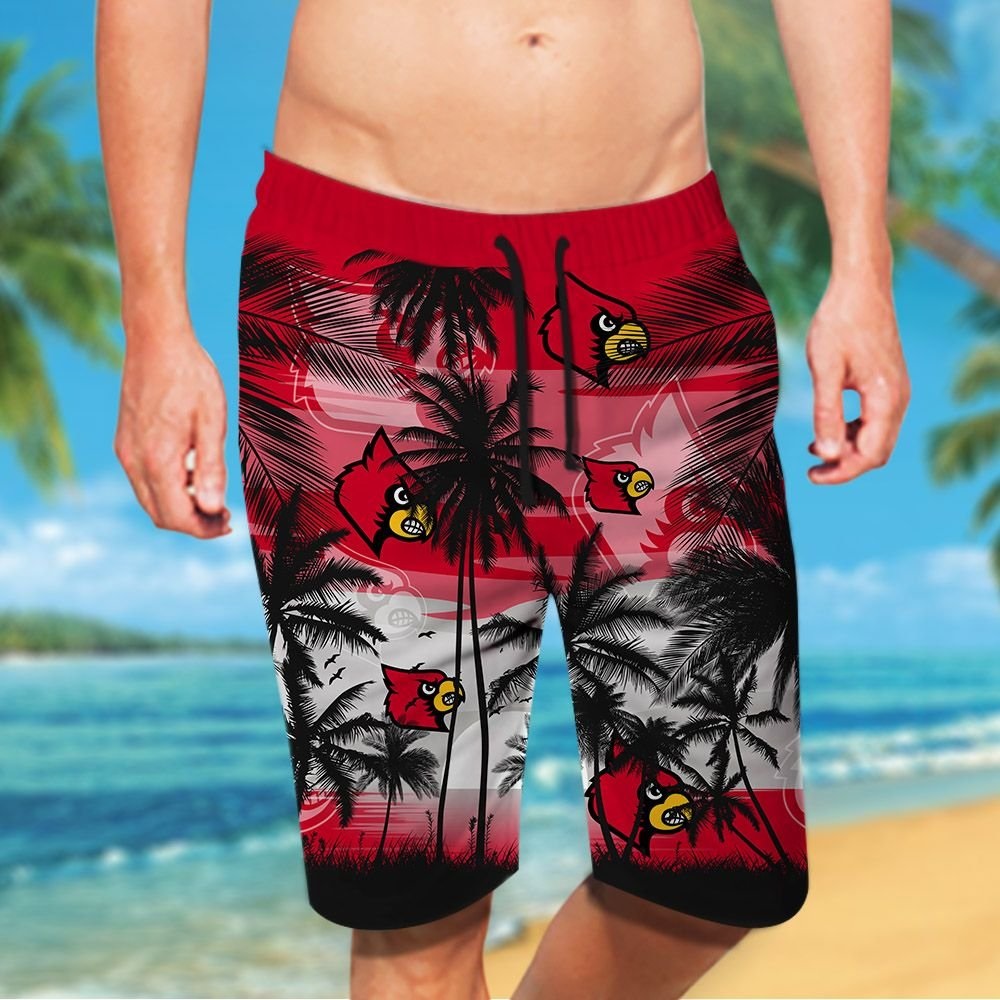NCAA Louisville Cardinals tropical hawaiian short