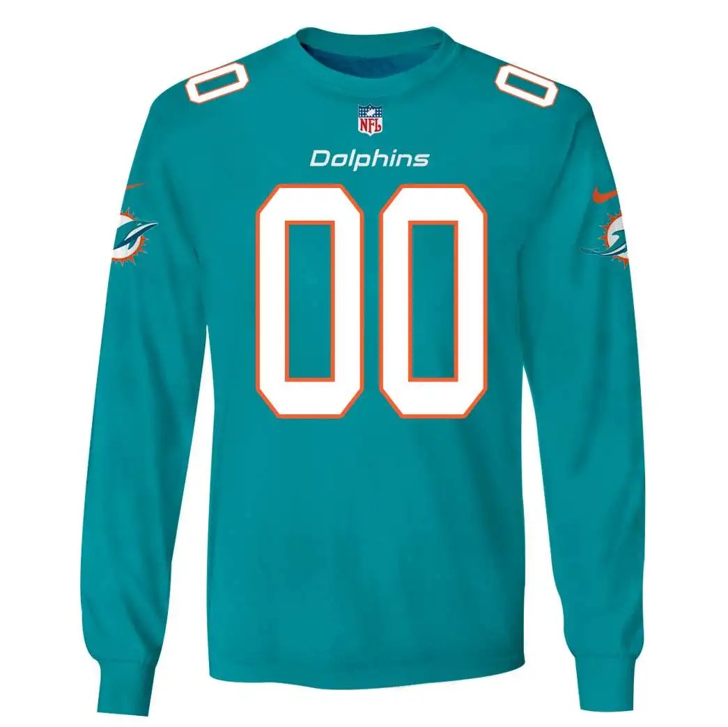 NFL Miami Dolphins Custom Name Number 3D Full Print Shirt 2