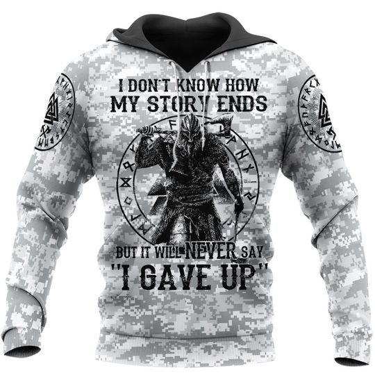Never gave up viking 3d hoodie  – LIMITED EDITION