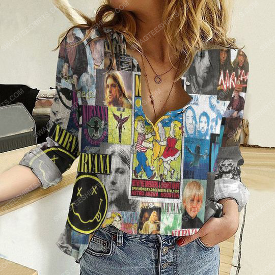 [special edition] Nirvana rock band fully printed poly cotton casual shirt – Maria