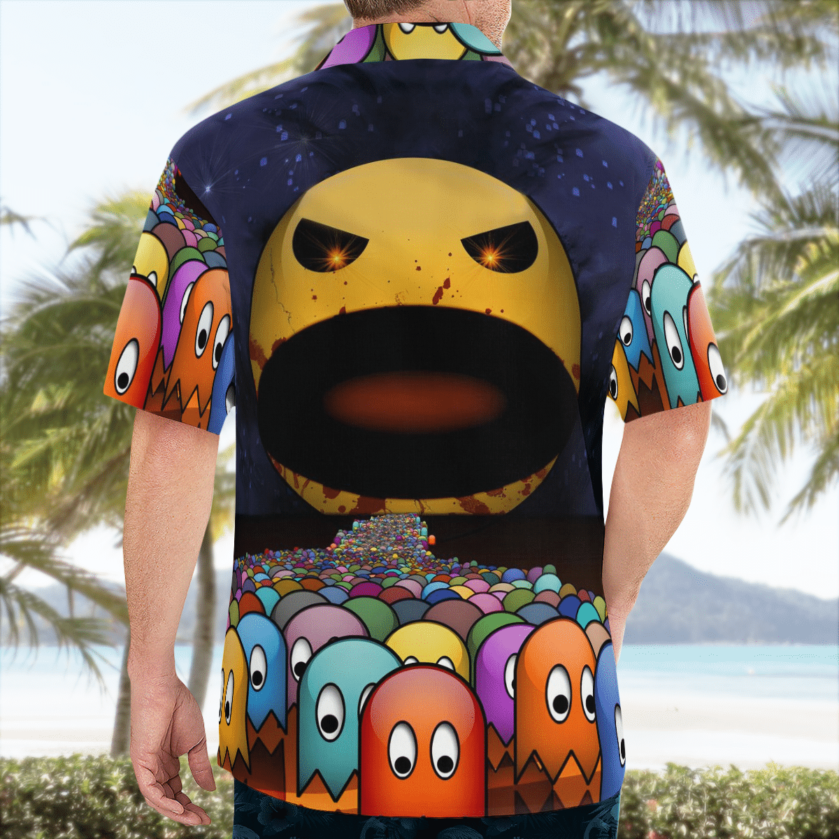 Pacman horror face Hawaiian shirt 3