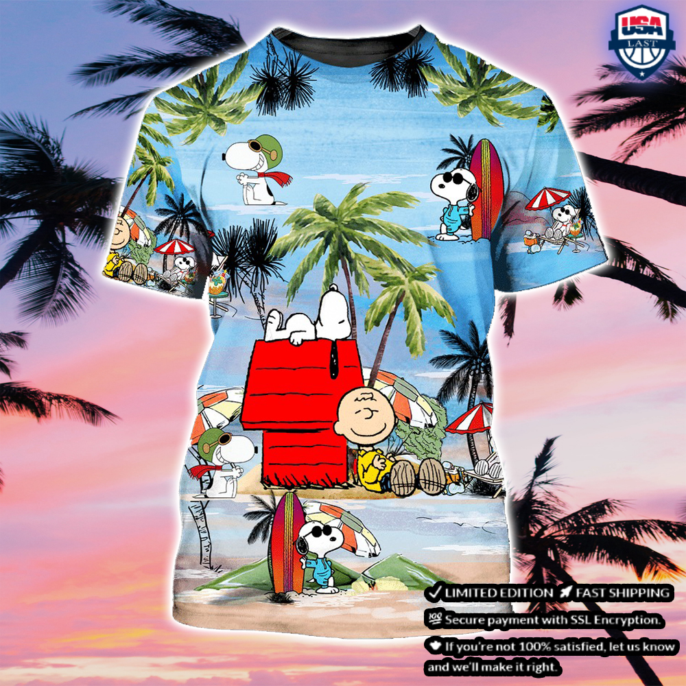 Peanuts Snoopy Summer Time Short Sleeve Hawaiian Shirt 1