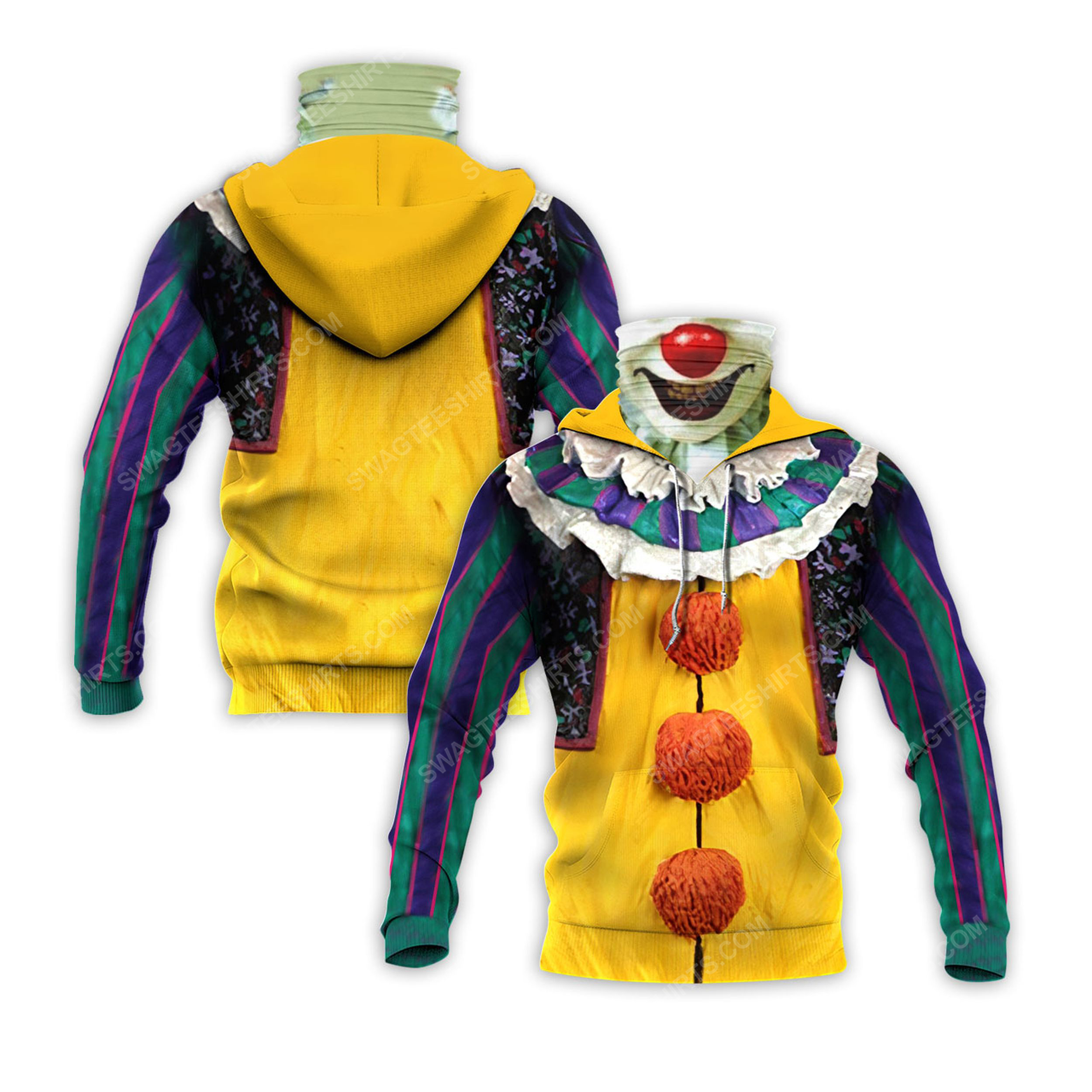 Pennywise the dancing clown for halloween full print mask hoodie 1(1)